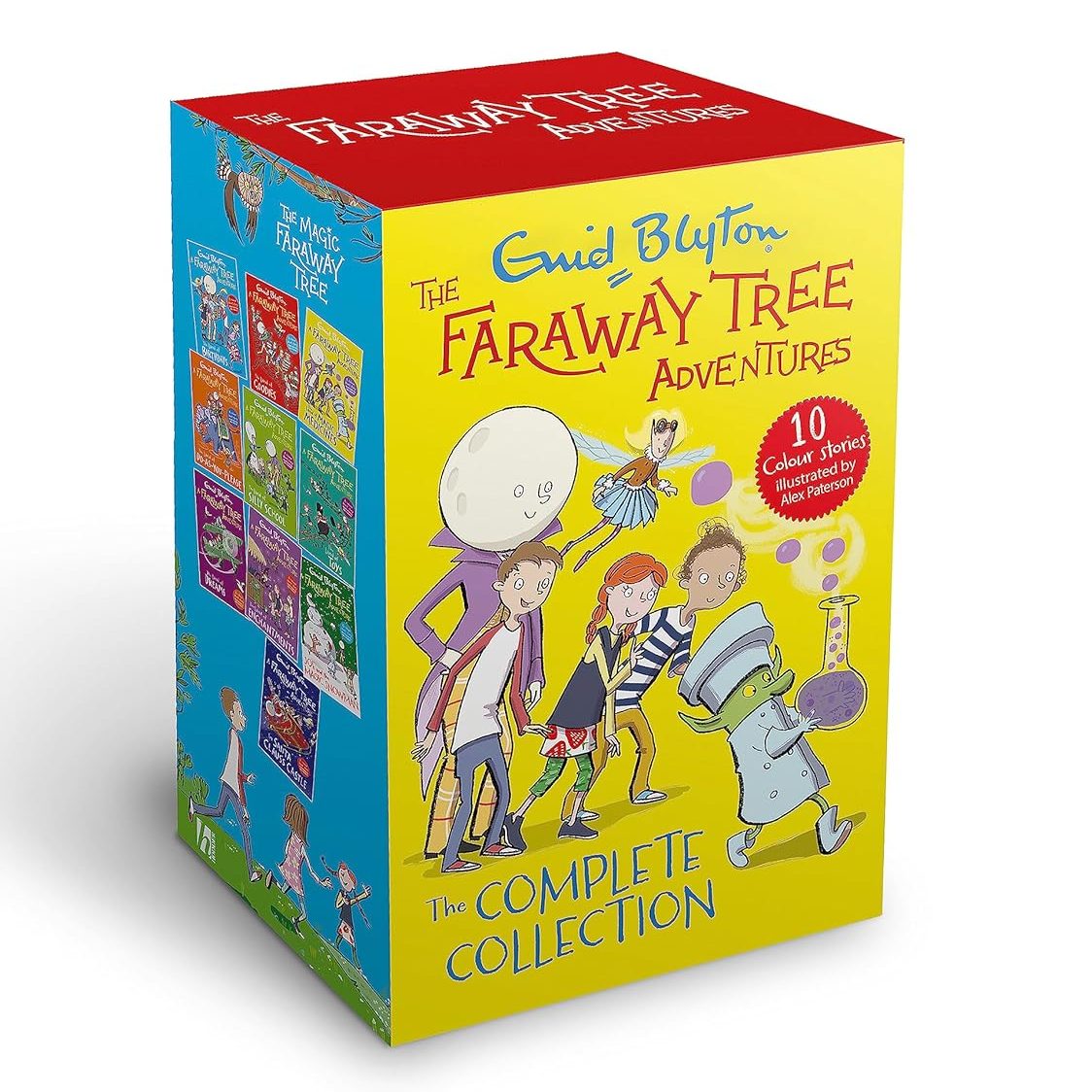 a photograph of a boxed set of books by Enid Blyton called The Faraway Tree Adventures Colour Stories Complete Collection it includes 10 books