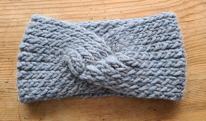 Hand-knitted Headwarmer - Dusky Blue - Image 3